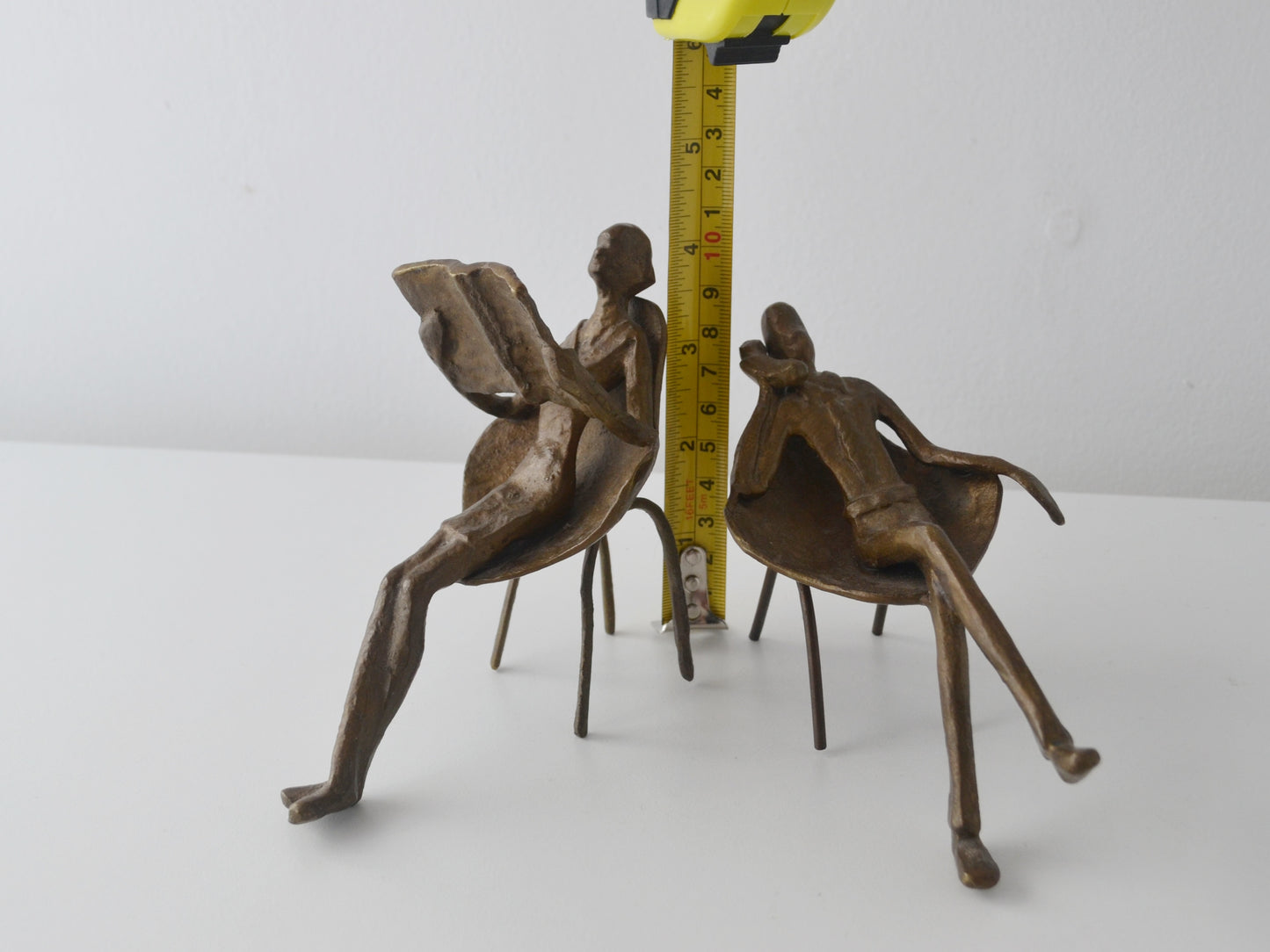 Bronze Figural Sculpture Pair — Waiting Room Scene, Mid-Century, 1960s