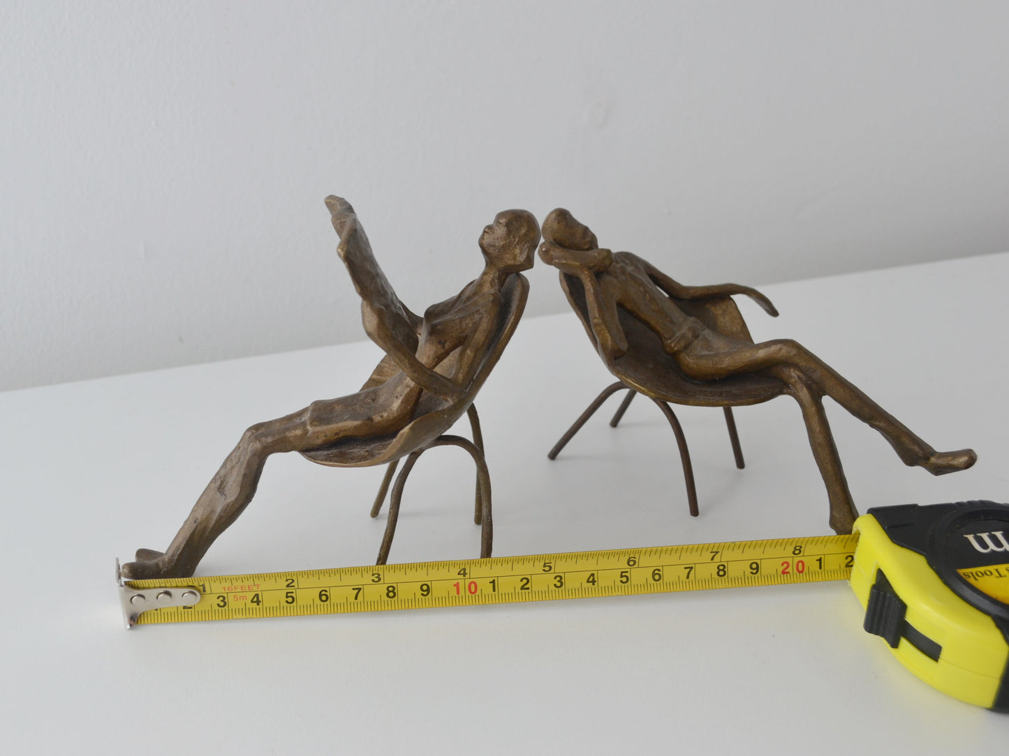 Bronze Figural Sculpture Pair — Waiting Room Scene, Mid-Century, 1960s