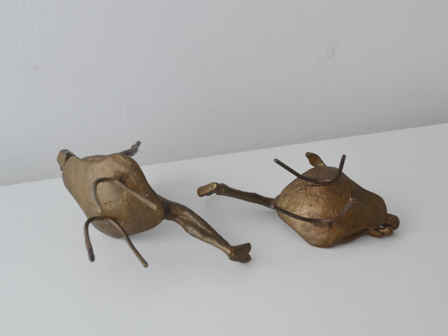 Bronze Figural Sculpture Pair — Waiting Room Scene, Mid-Century, 1960s