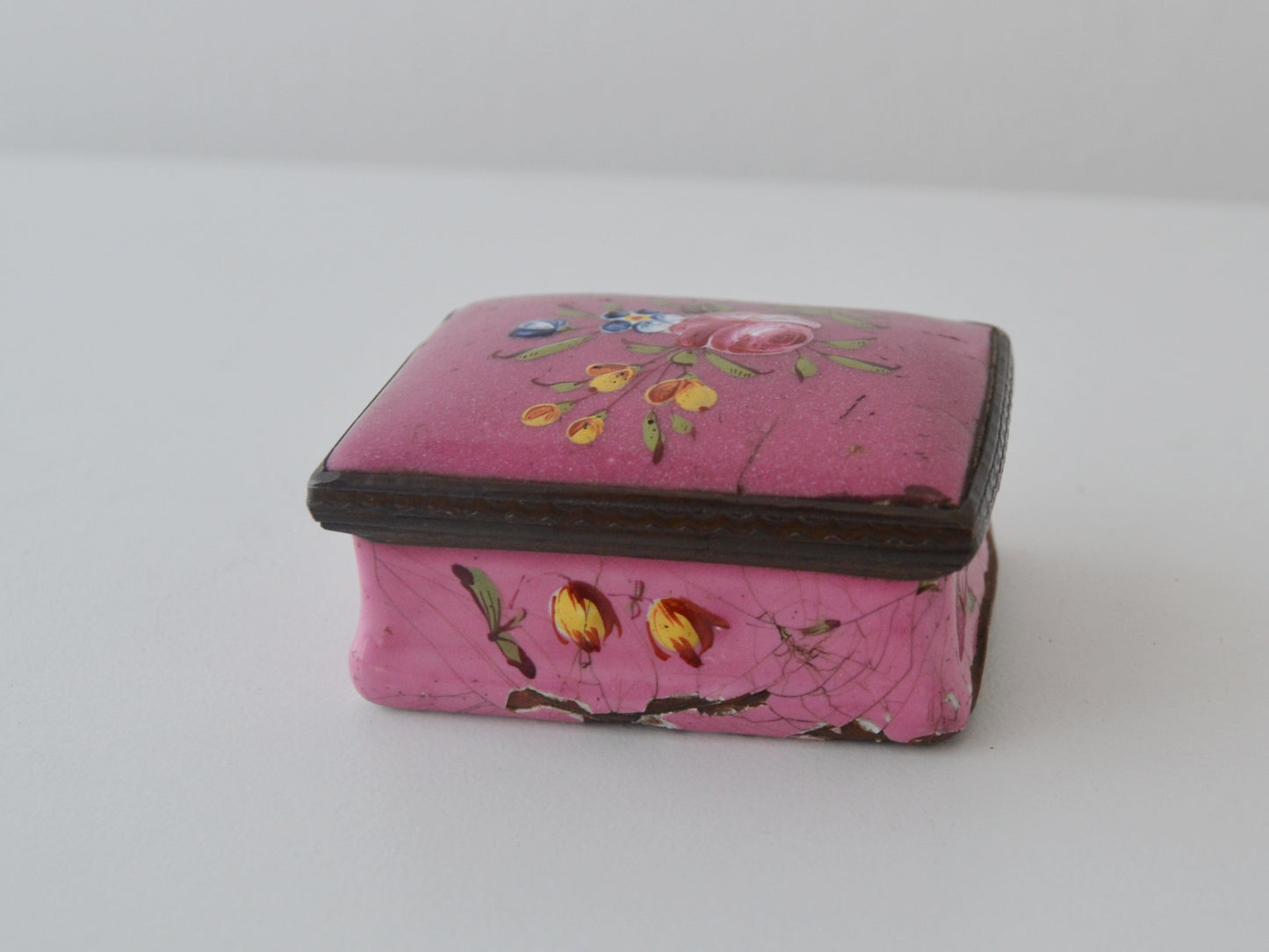 Georgian Enamel Snuff Box — Hand-Painted Roses, England 1770s
