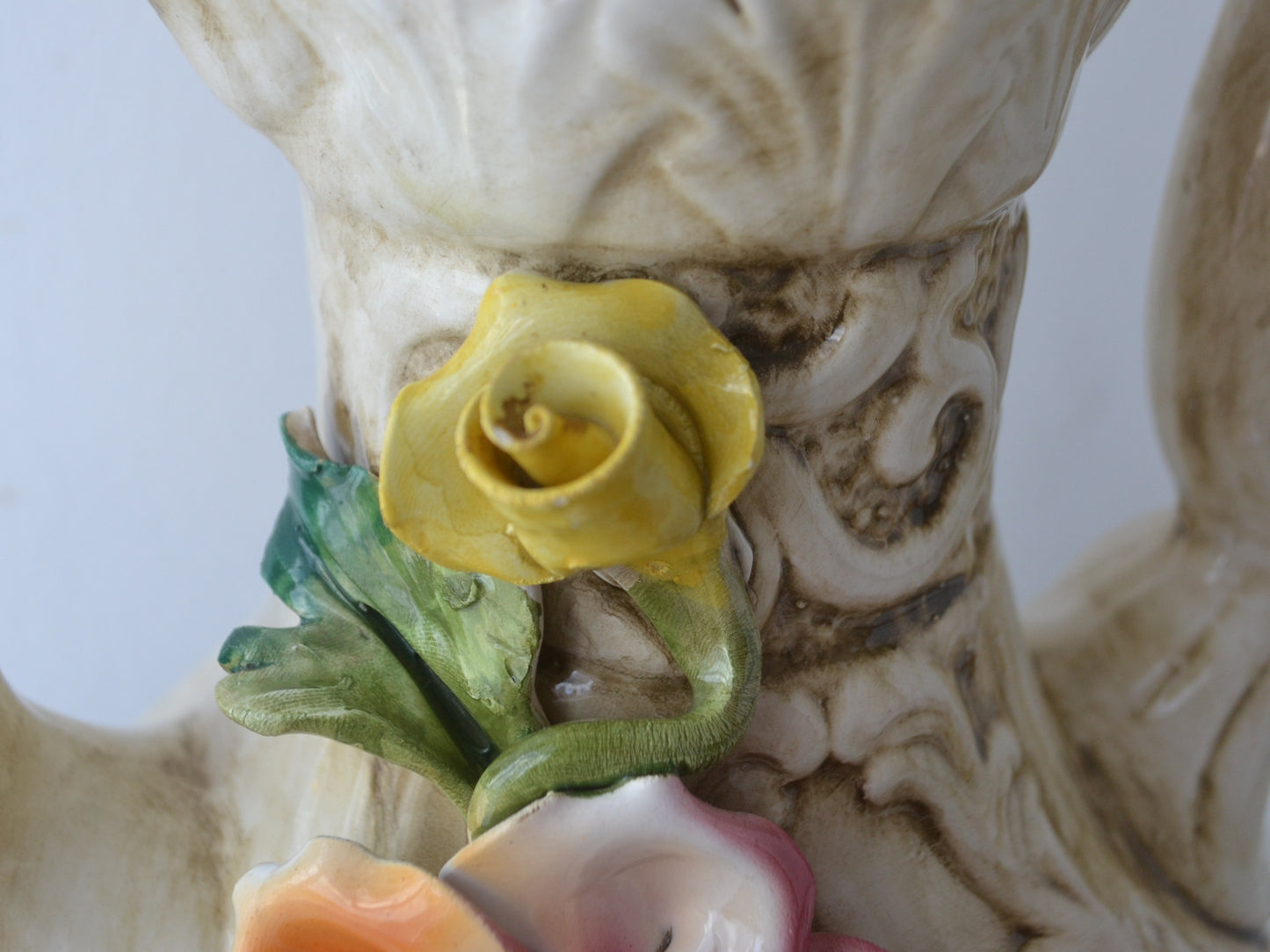 Capodimonte Duck Jug with Lid — Applied Roses, Original Certificate, Italy circa 1970s–80s