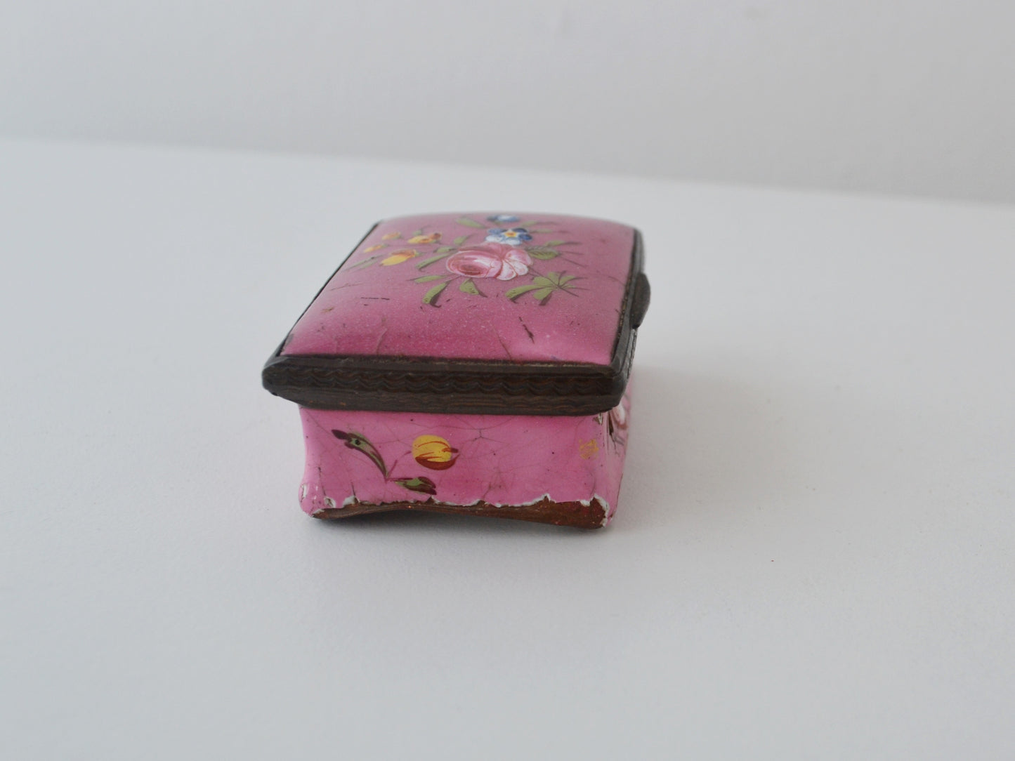 Georgian Enamel Snuff Box — Hand-Painted Roses, England 1770s