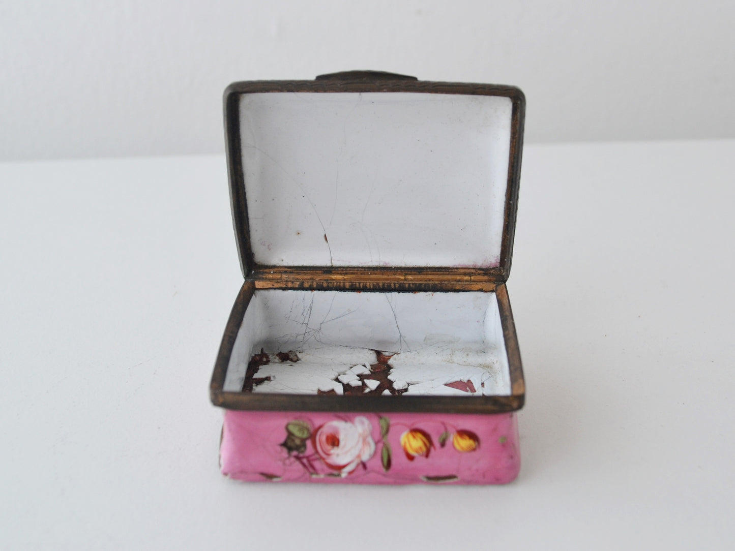 Georgian Enamel Snuff Box — Hand-Painted Roses, England 1770s