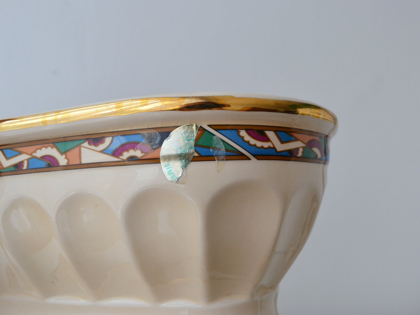 Frazarte Portuguese Ceramic Bowl — Art Deco Style, Gilt Rim