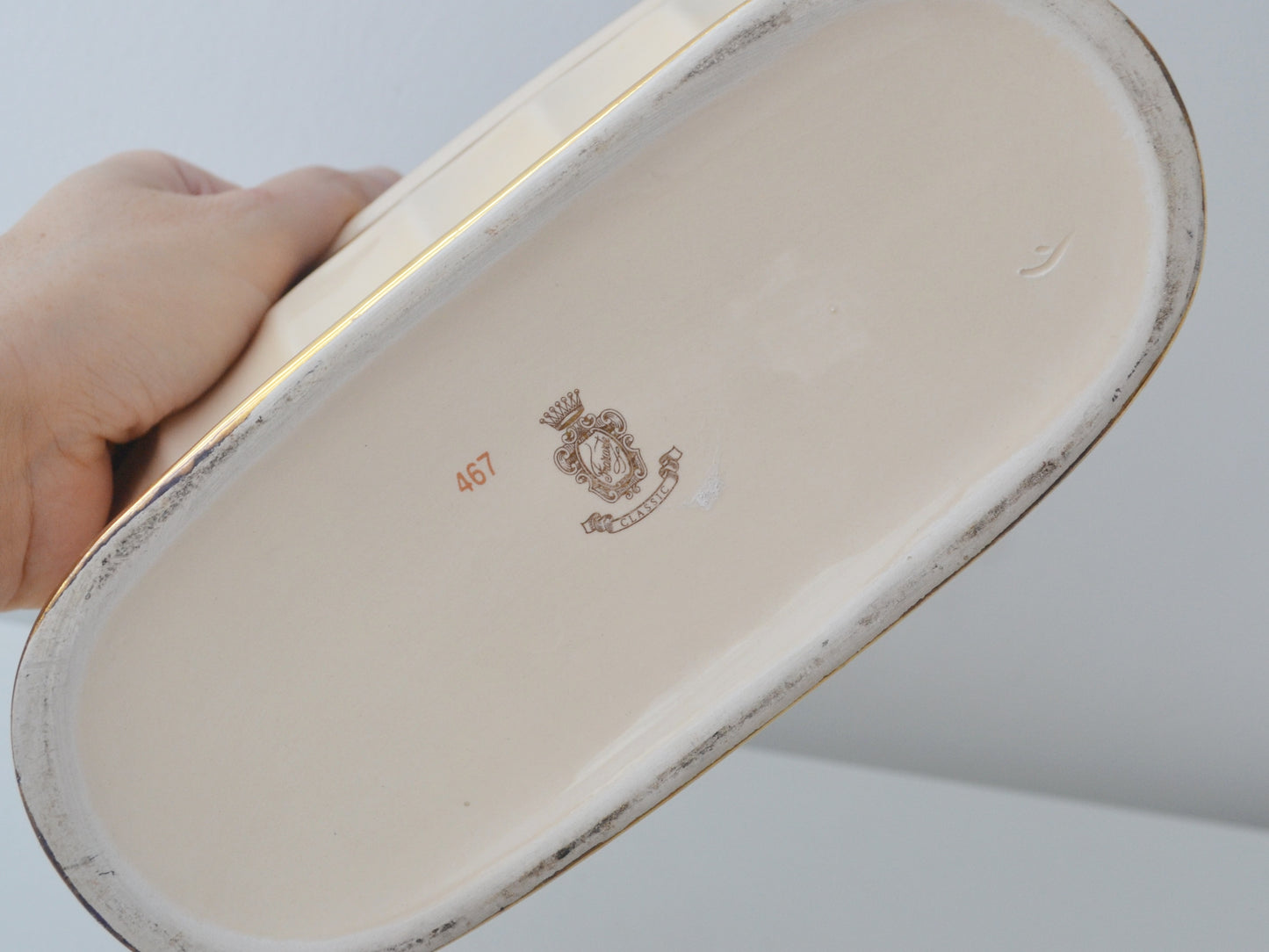 Frazarte Portuguese Ceramic Bowl — Art Deco Style, Gilt Rim
