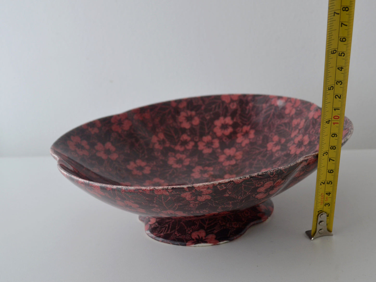 Royal Winton Grimwades Chintz Bowl — Dark Burgundy Floral, England circa 1930s
