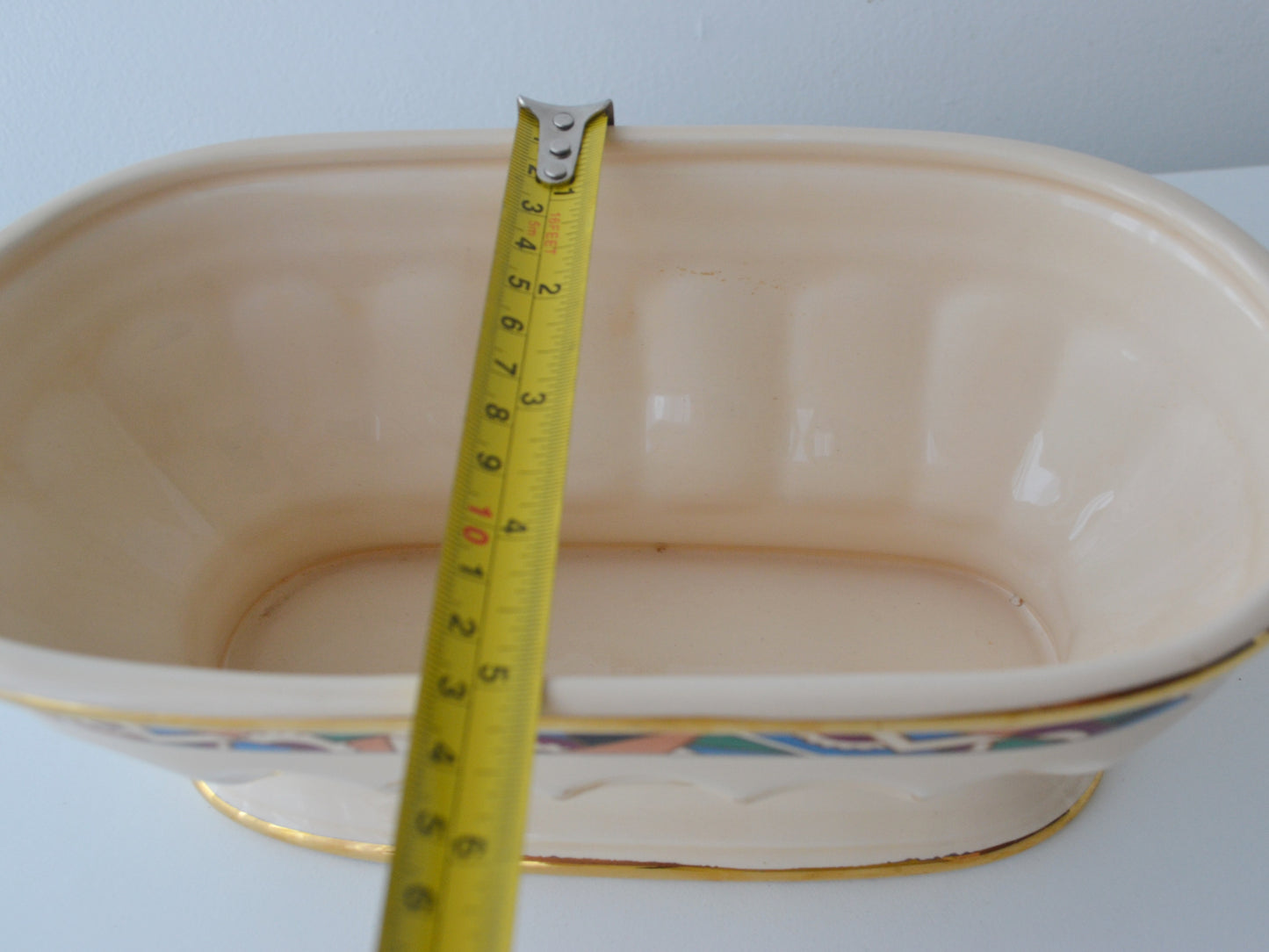 Frazarte Portuguese Ceramic Bowl — Art Deco Style, Gilt Rim