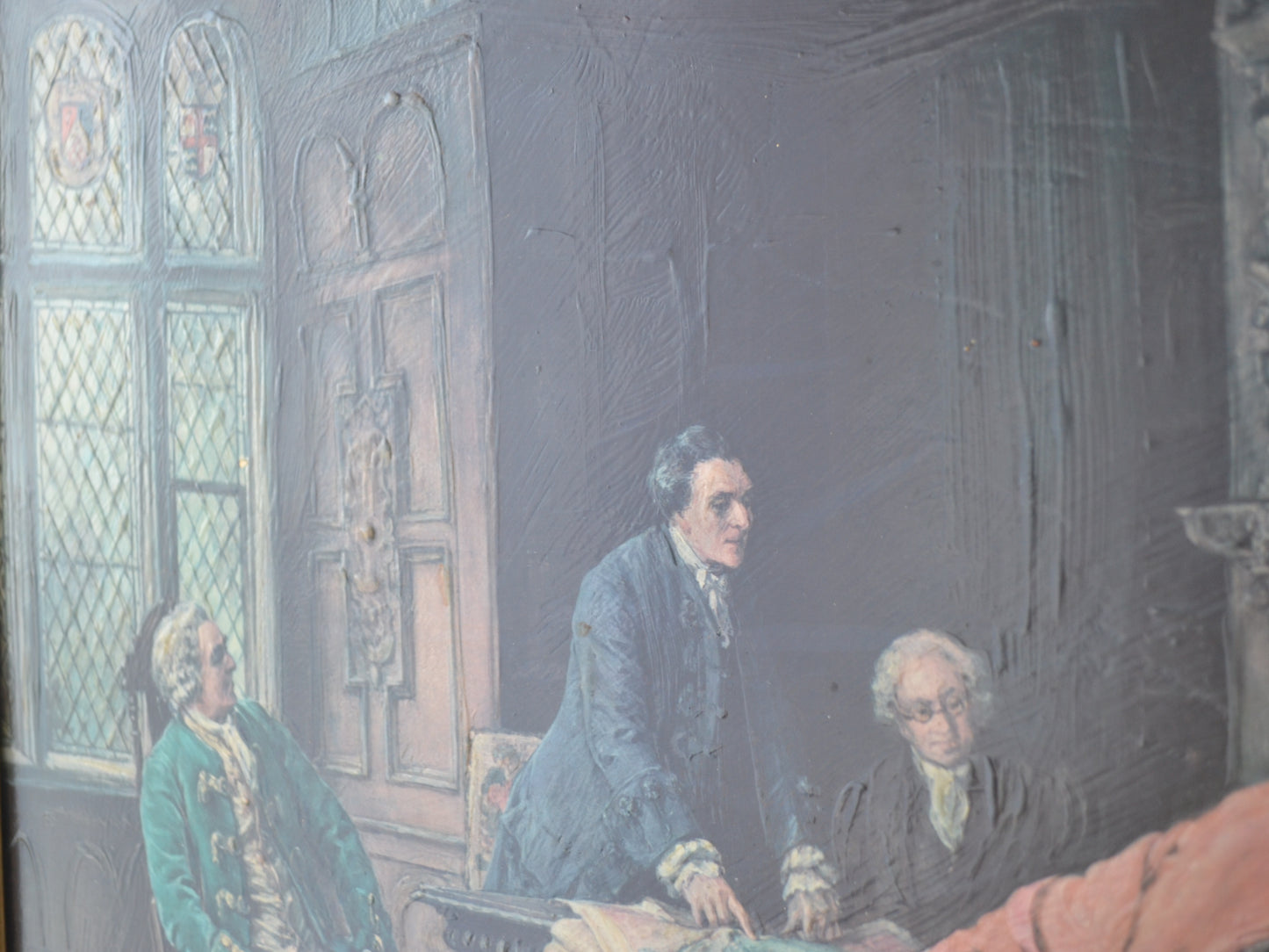 Vintage Gilt-Framed Print After Margaret Dovaston — Georgian Council Scene