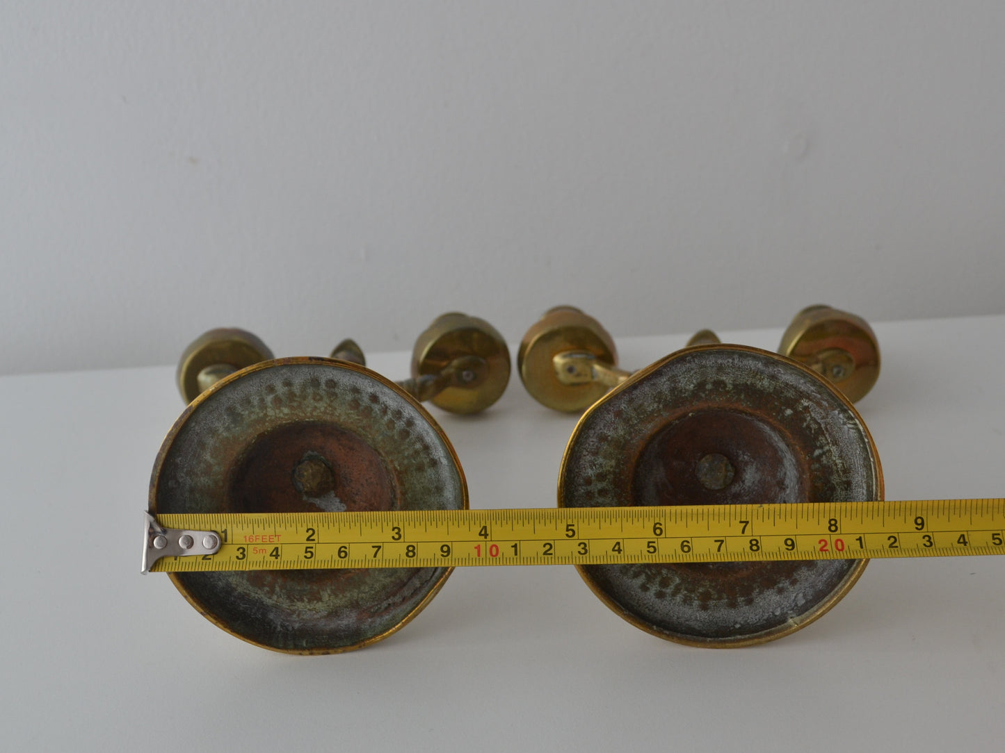 Brass Empire Figural Candelabra Pair — Armoured Soldiers, circa 1900