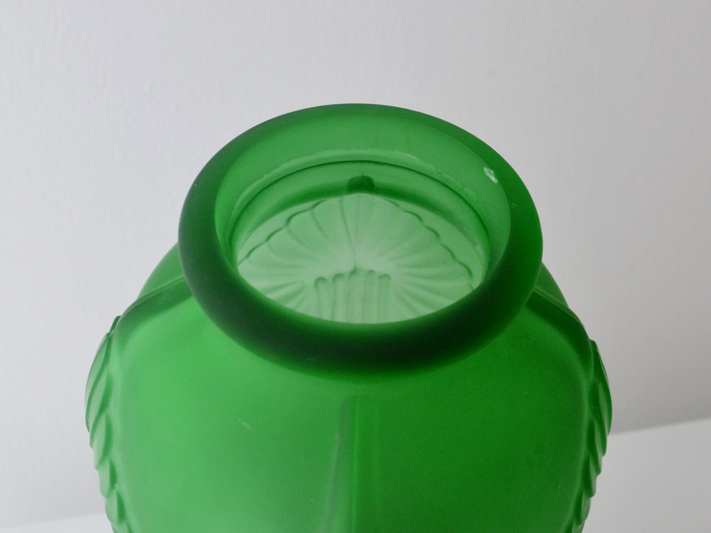Green Satin Art Deco Calla Lily Vase — France, circa 1920s