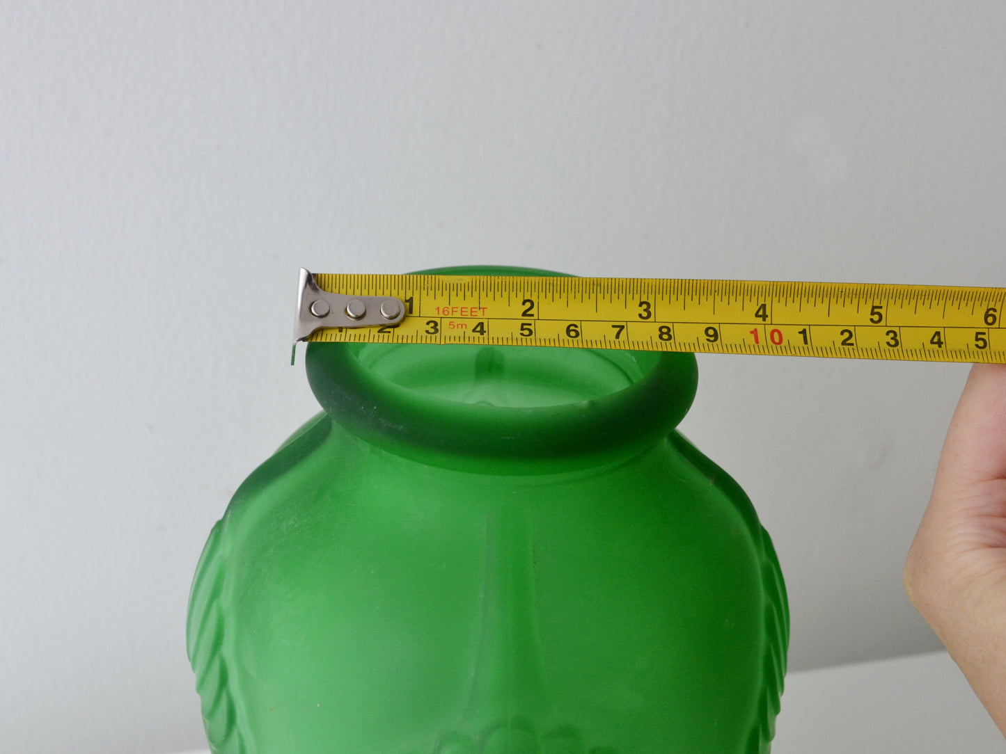 Green Satin Art Deco Calla Lily Vase — France, circa 1920s
