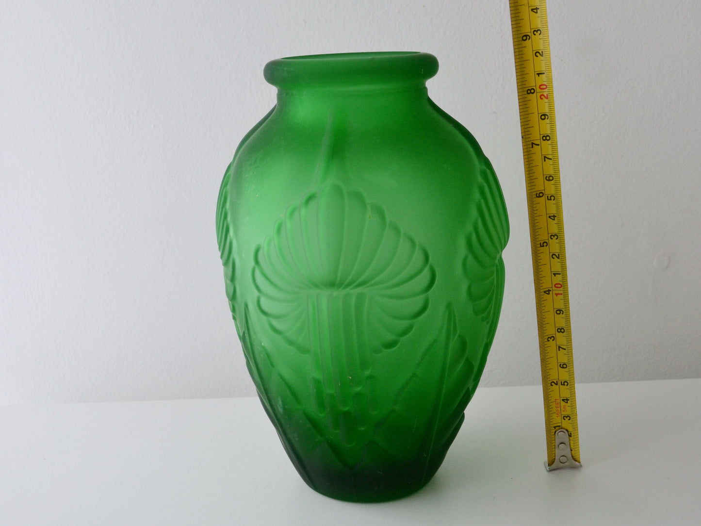 Green Satin Art Deco Calla Lily Vase — France, circa 1920s