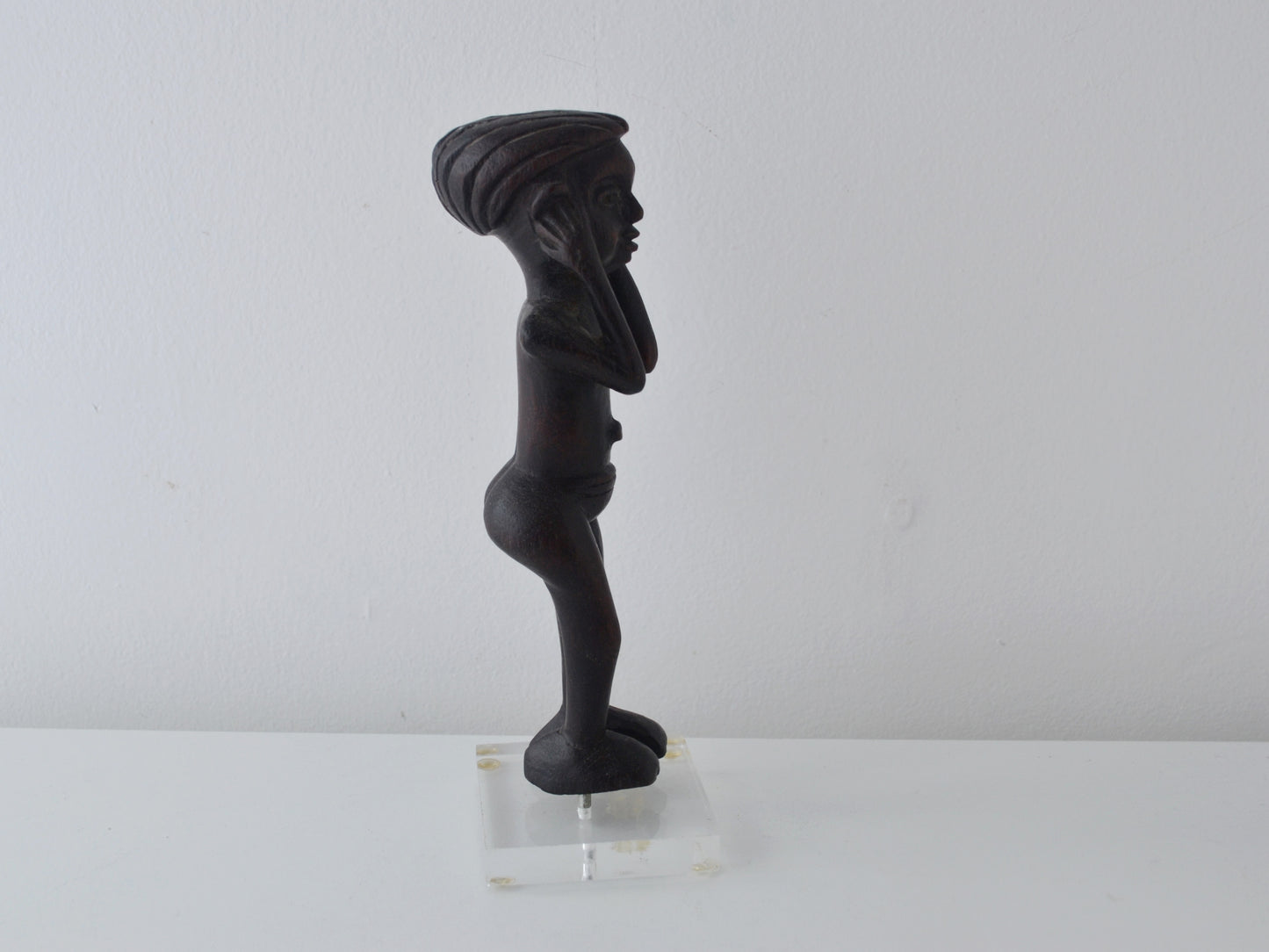 African Carved Hardwood Figural Sculpture — Standing Youth, circa 1960s