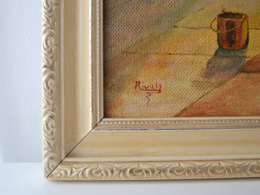 Title inscription detail of 'The Rivals' by Benjamin Sharp, lower left corner, 1974