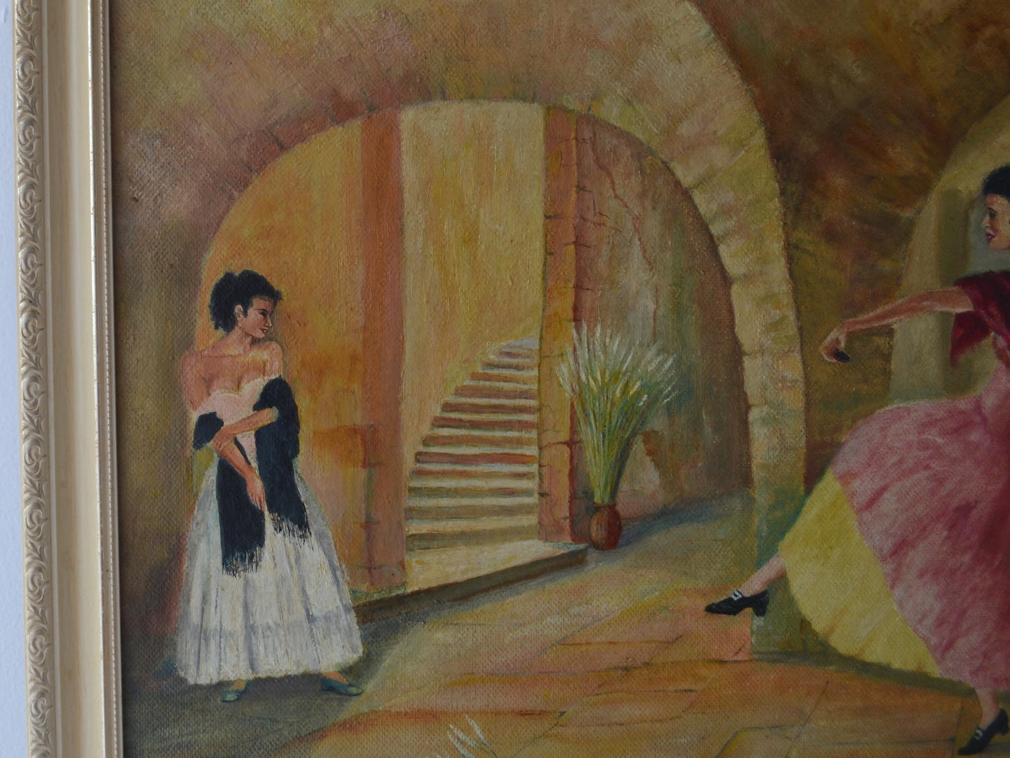 'The Rivals' — Original Oil on Canvas, Benjamin Sharp, 1974 — Flamenco Scene