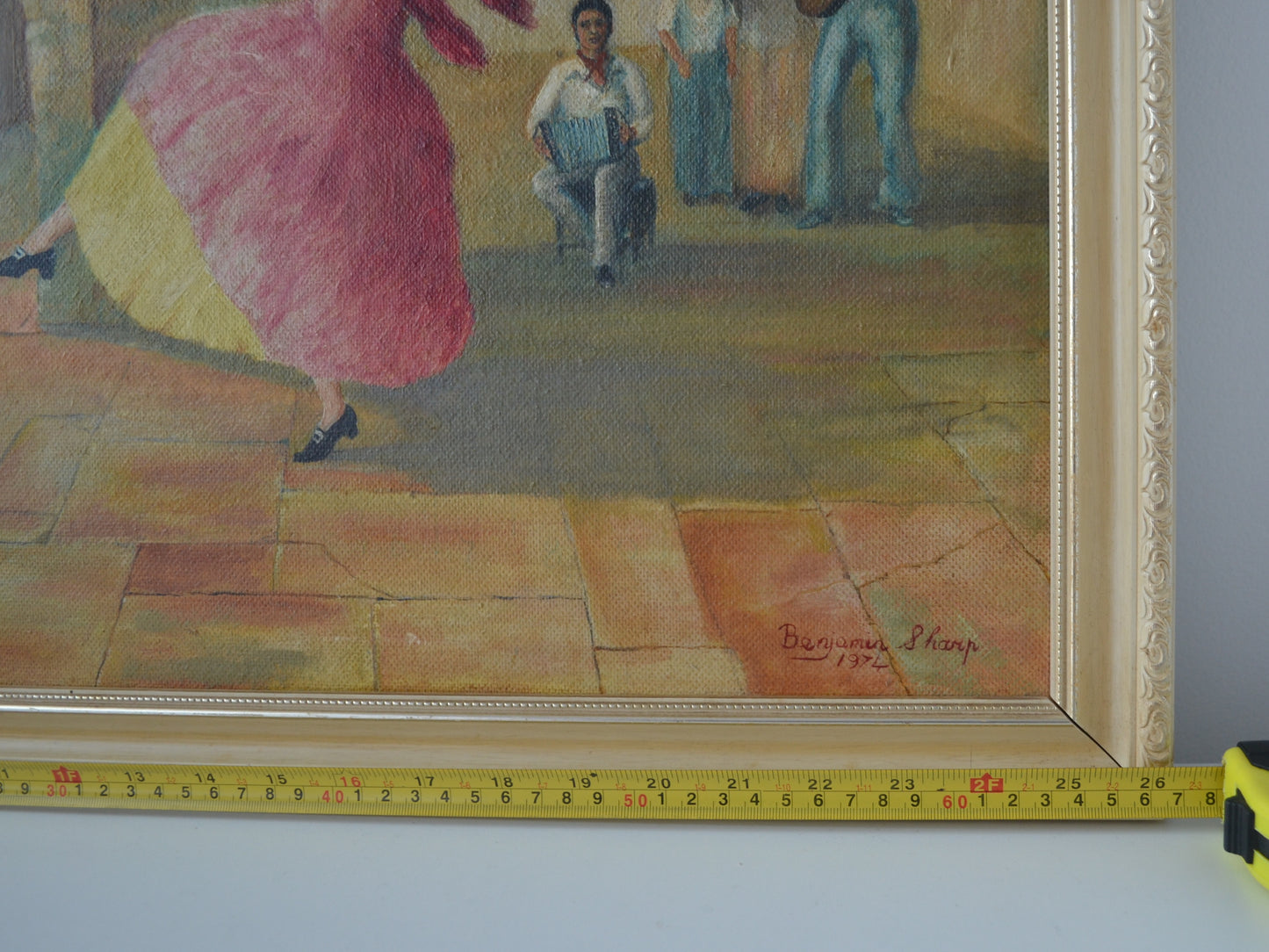 'The Rivals' — Original Oil on Canvas, Benjamin Sharp, 1974 — Flamenco Scene