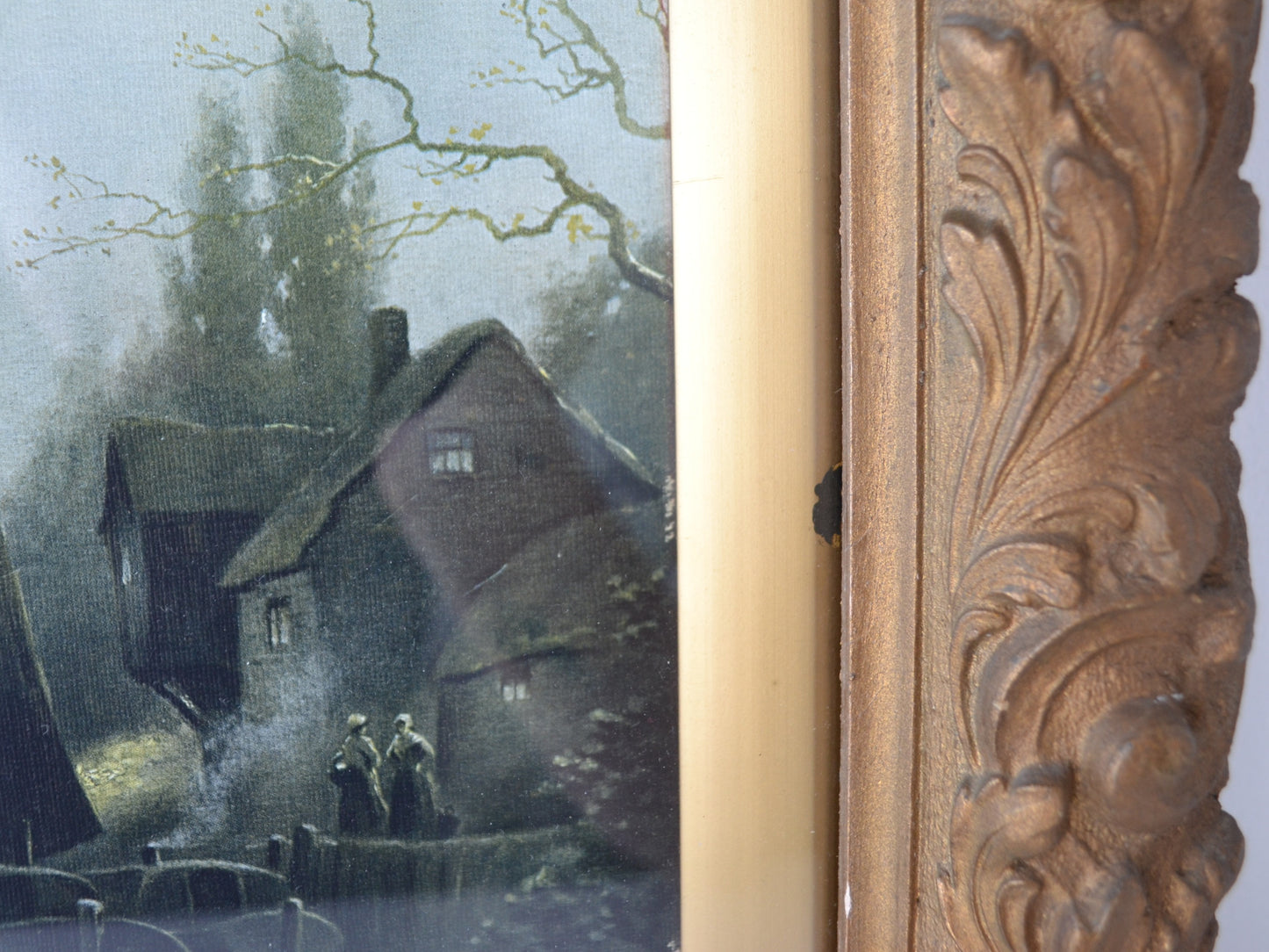 J.W. Gozzard Harbour Scene Framed Print — Acanthus Box Frame, England circa 1900–1910