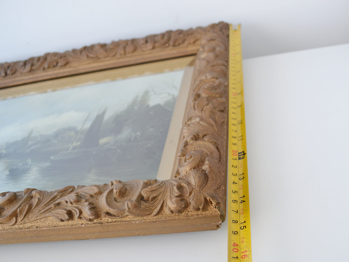 J.W. Gozzard Harbour Scene Framed Print — Acanthus Box Frame, England circa 1900–1910